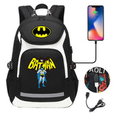 Batman Backpack Travel Backpack Batman SchoolBag With USB Charging Port
